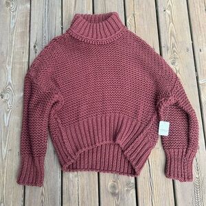 Free People Burgundy Turtleneck Sweater